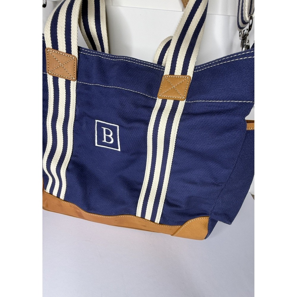 POTTERY BARN KIDS Navy Blue DIAPER BAG Canvas Baby Duffle Tote Leather Classic B - Picture 3 of 15